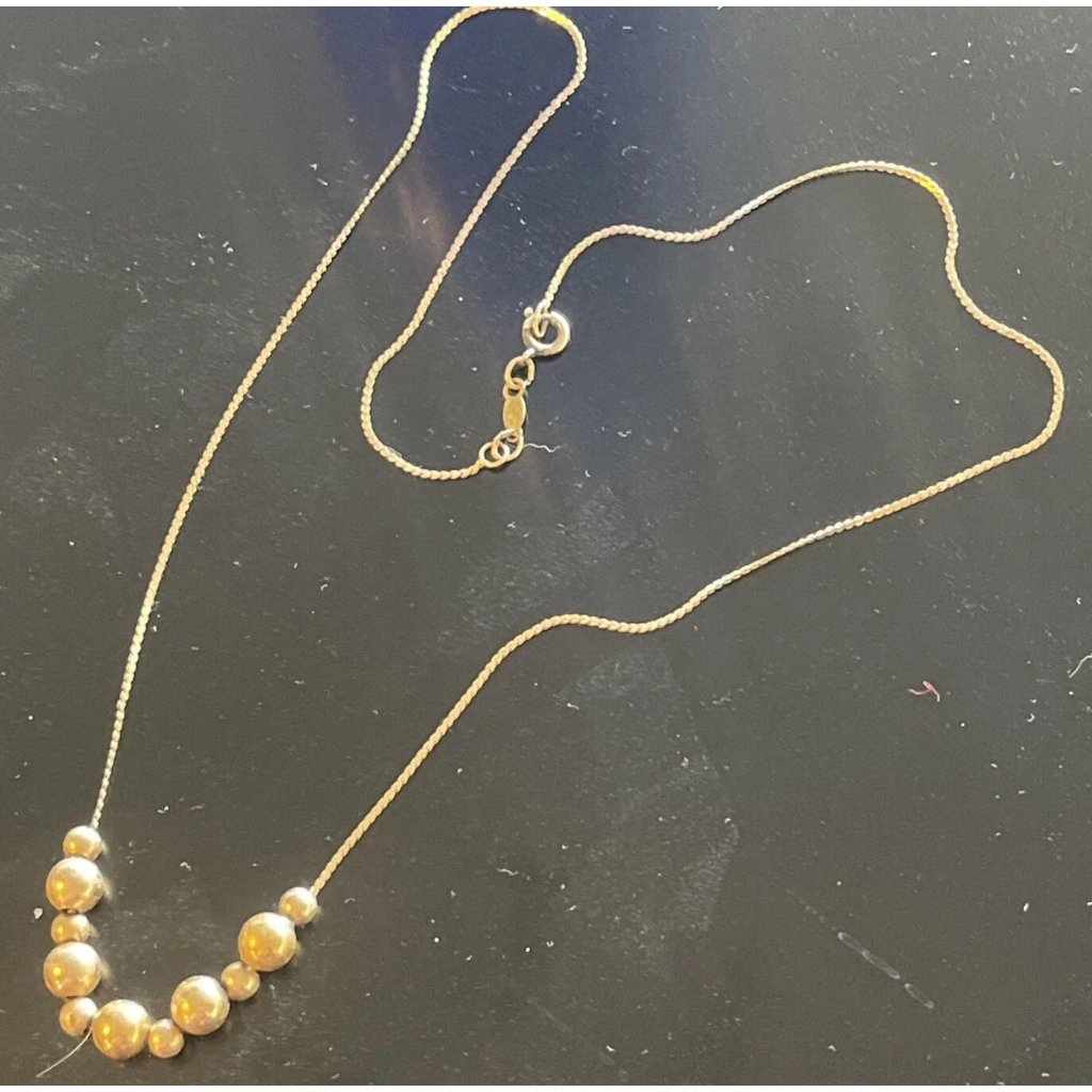 14kt 1/20th Gold Alternate Sized Balls And Necklace Vintage